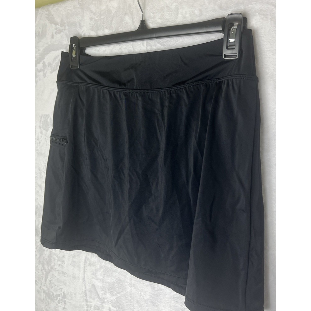 A Shore Fit Women's Swim Skort Bottom Skirt Shorts Black Size 12 - Picture 2 of 6